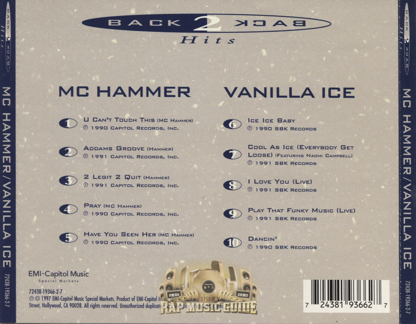 lever Fordeling blomst MC Hammer & Vanilla Ice - Back 2 Back Hits: CD | Rap Music Guide
