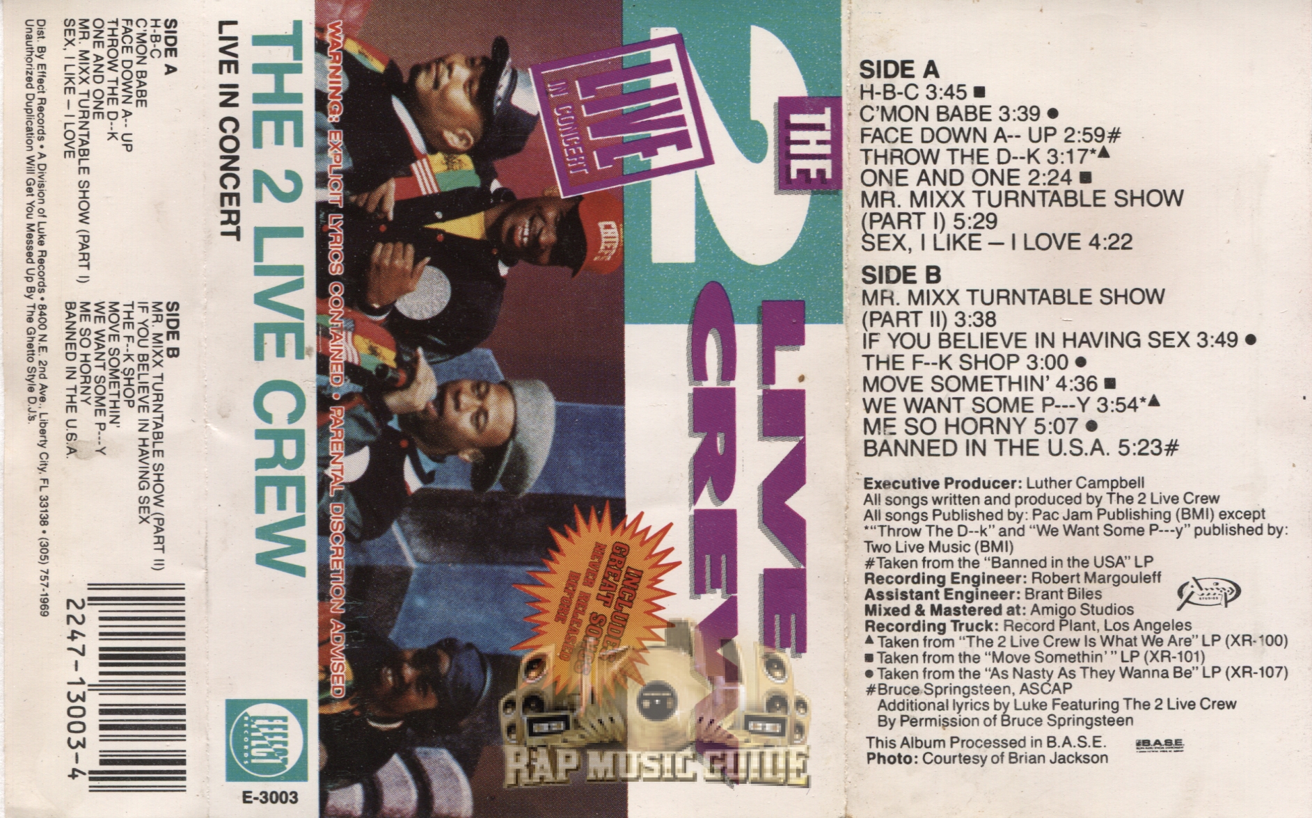 2 Live Crew   Live In Concert: Cassette Tape   Rap Music Guide