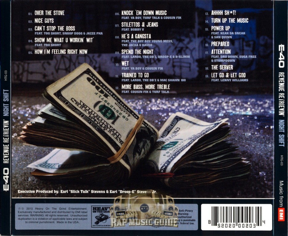 E-40 - Revenue Retrievin': Night Shift [explicit] - CD - Explicit Lyrics -  NEW 852020002034