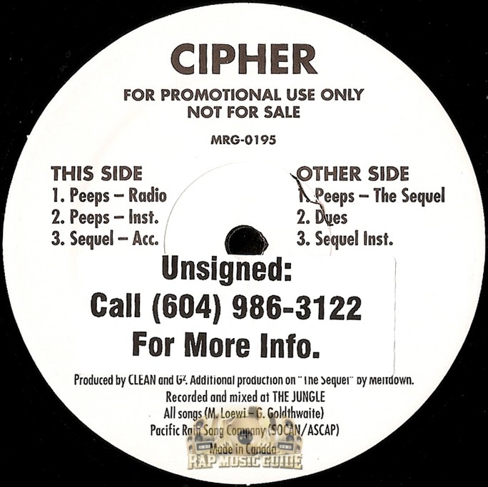 Cipher - Peeps: Promo. Record | Rap Music Guide